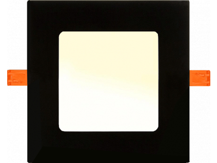 Černý vestavný LED panel 6W čtverec 120x120mm teplá bílá