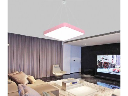 Závěsný Růžový designový LED panel 600x600mm 48W denní bílá
