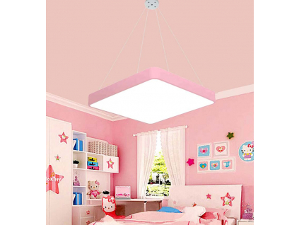 Závěsný Růžový designový LED panel 600x600mm 48W teplá bílá