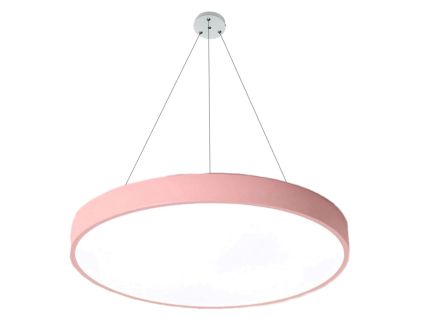 Závěsný Růžový LED designový panel kulatý (Barva světla Denní bílá, Výkon 24W 400mm)