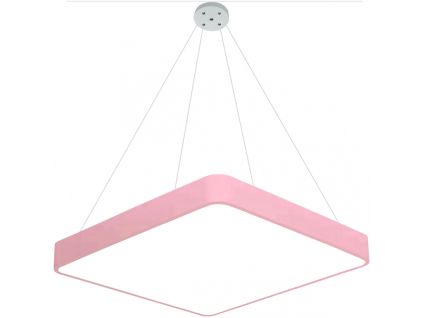 Závěsný Růžový LED designový panel hranatý (Barva světla Denní bílá, Výkon 24W 400x400mm)