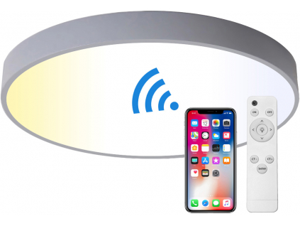 Šedý LED panel 600mm 48W smart CCT s ovladačem