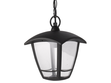 Černé LED venkovní svítidlo závěsné 8W IP44 teplá bílá