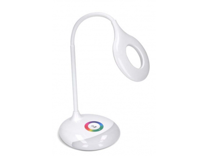 Bílá LED stolní lampička Solight 5W denní bílá s USB a RGB podsvícením