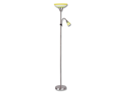 Žlutá LED stojací lampa 15W denní bílá s chromovým stojanem