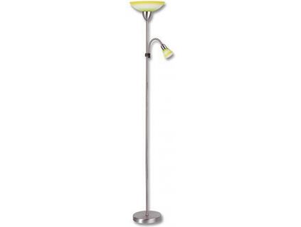 Žlutá LED stojací lampa s chromovým stojanem (Barva světla Teplá bílá, Stmívatelnost Nestmívatelný, Výkon 15W)