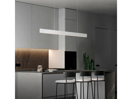 186111 bile linearni zavesne led svitidlo 120cm 48w denni bila