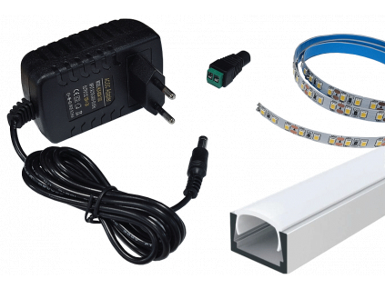 Kompletní sada LED pásek denní bílá 1m 12W s profilem