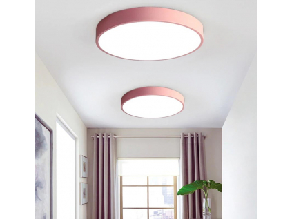 Růžový stropní LED panel 400mm 24W denní bílá s čidlem