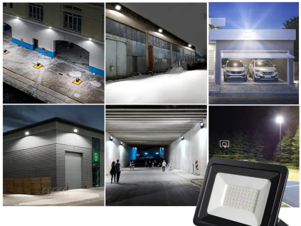 Černý LED reflektor 20W city s pohybovým čidlem 5000K denní bílá