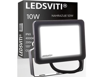 192780 3 cerny led reflektor 10w 4000k denni bila