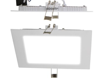 Bílý hranatý vestavný LED panel 166x166mm (Barva světla Teplá bílá, Stmívatelnost Nestmívatelný, Výkon 12W)