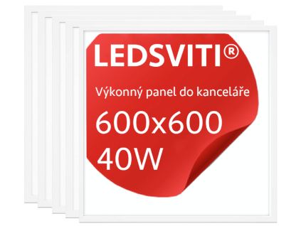 5KS Bílý LED panel 600x600mm (Barva světla Teplá bílá, Stmívatelnost Nestmívatelný, Výkon 40W)