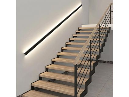 Černé LED moderní nástěnné svítidlo strip 240cm/9cm IP65 s čidlem (Barva světla Denní bílá, Stmívatelnost Nestmívatelný, Výkon 70W)