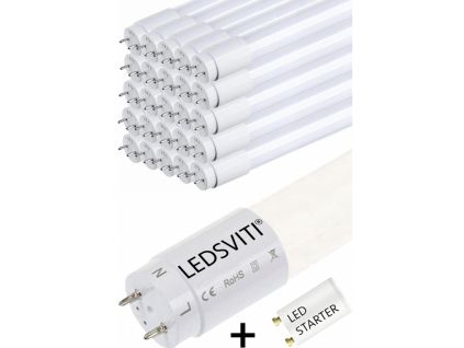 20ks LED trubic 60cm 9W denní bílá + startér (Barva světla Studená bílá, Stmívatelnost Nestmívatelný, Výkon 9W)