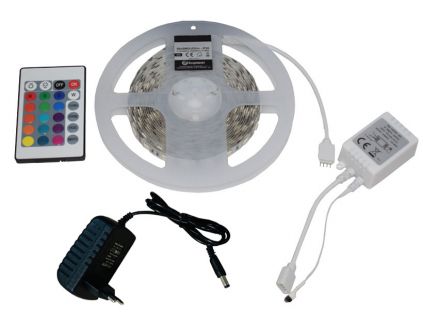 LED páska 14,4W/m bez krytí RGB kompletní sada 230V (Délka 1m)