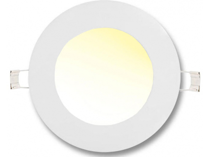 Bílý kruhový vestavný LED panel 120mm 6W teplá bílá