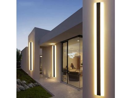 Černé LED moderní nástěnné svítidlo strip P 150cm/8cm s čidlem (Barva světla Teplá bílá, Stmívatelnost Nestmívatelný, Výkon 45W)