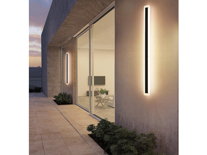 Černé LED moderní nástěnné svítidlo strip P 100cm/8cm s čidlem