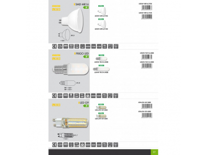 LED žárovka MR16 4,5W 12SMD teplá bílá