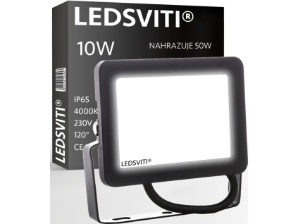Černý LED reflektor 24V AC/DC 10W denní bílá