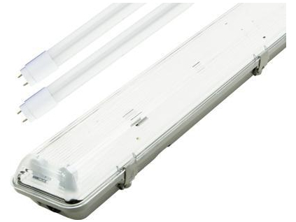 LED prachotěsné těleso + 2x 60cm LED zářivka denní bílá