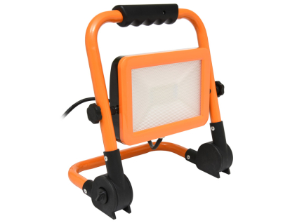 Oranžový LED reflektor se stojanem 50W denní bílá