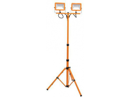 Oranžový LED reflektor s teleskopickým stojanem 2x30W denní bílá
