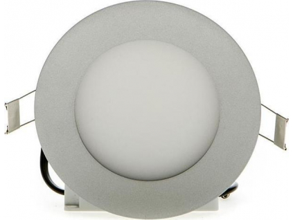 Stmívatelný stříbrný kruhový vestavný LED panel 120mm 6W studená bílá