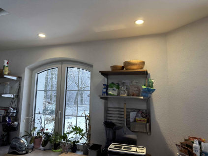 Stmívatelný chromový kruhový vestavný LED panel 120mm 6W teplá bílá