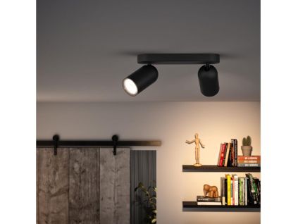 98671 1 philips led bodove prisazene svitidlo gu10 2x10w denni bila cerne pongee 50582 30 pn