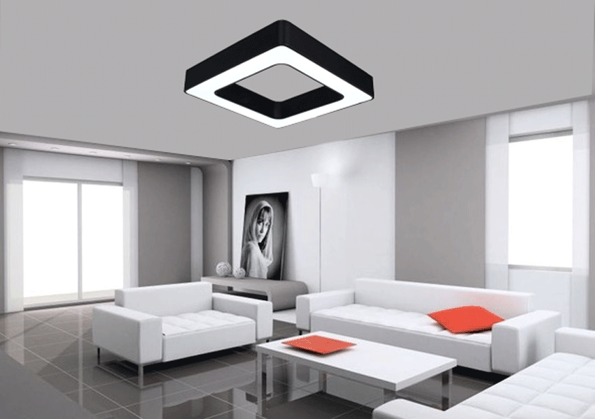 Černý stropní LED panel čtverec 36W denní bílá