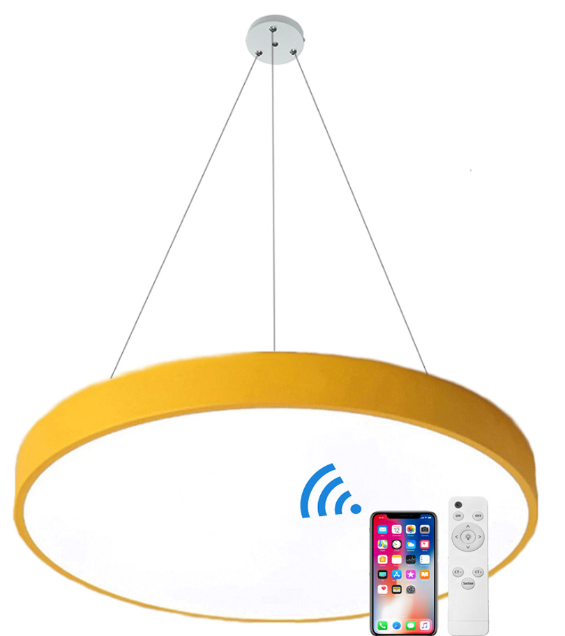 Závěsný Žlutý LED designový panel kulatý
