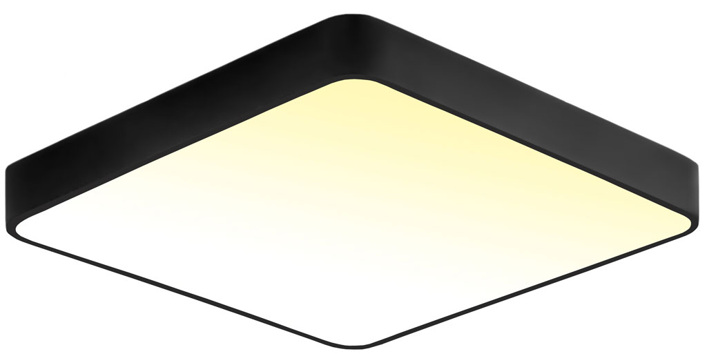 Čierny stropný LED panel 400x400mm 24W teplá biela s čidlom