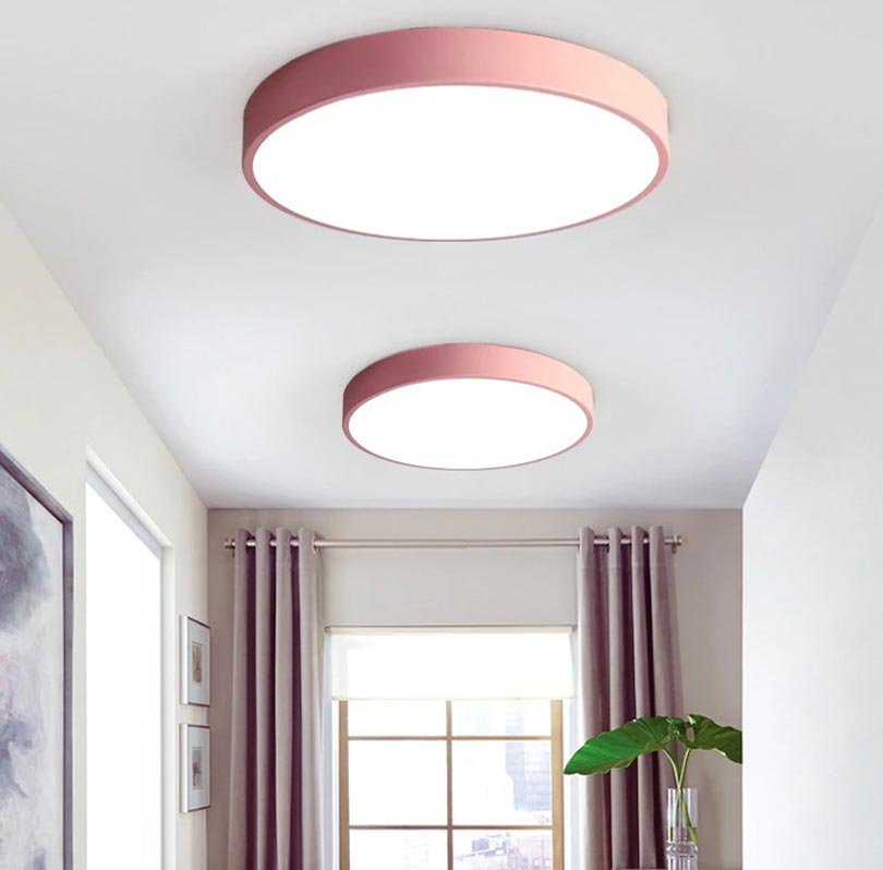 Ružový stropný LED panel 400mm 24W denné biele so senzorom