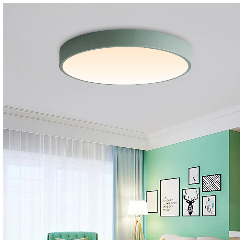 Zelený stropný LED panel 400mm 24W teplá biela s čidlom