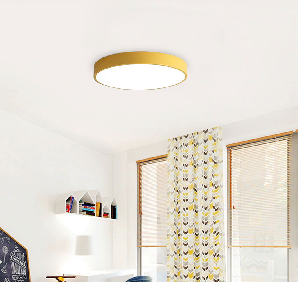 Žltý stropný LED panel 400mm 24W denná biela s čidlom