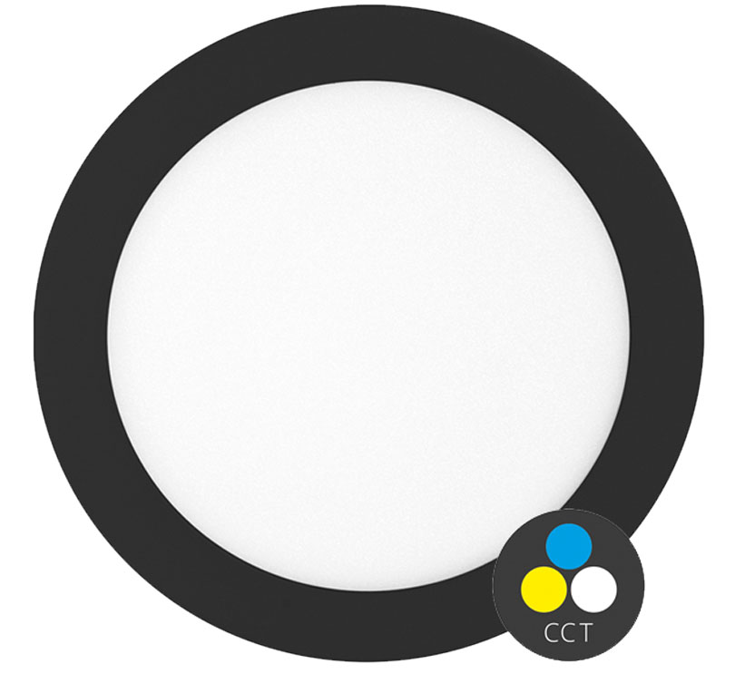 čierny vstavaný LED panel 225mm 18W CCT LADA IP44 (LADA)