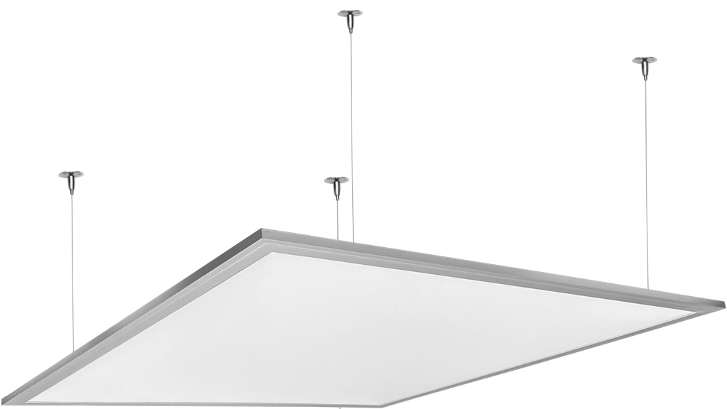 Stříbrný závěsný LED panel 600x600mm 45W studená 5100lm