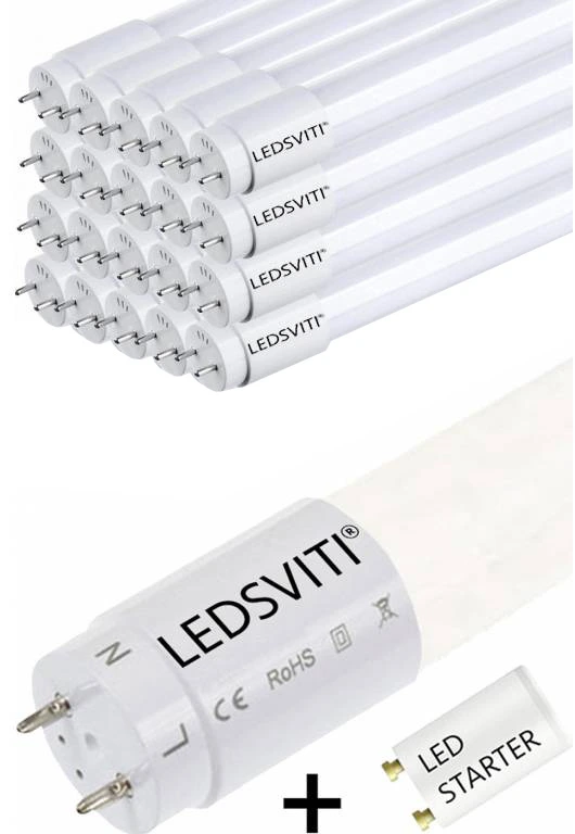 20KS LED trubice T8 120cm 18W 4000K denní bílá + startér