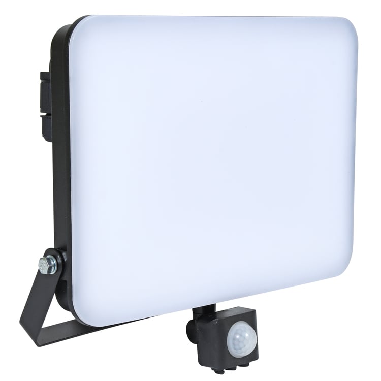 Černý LED reflektor FIST 5000K IP65 s pohybovým čidlem 100W Studená bílá