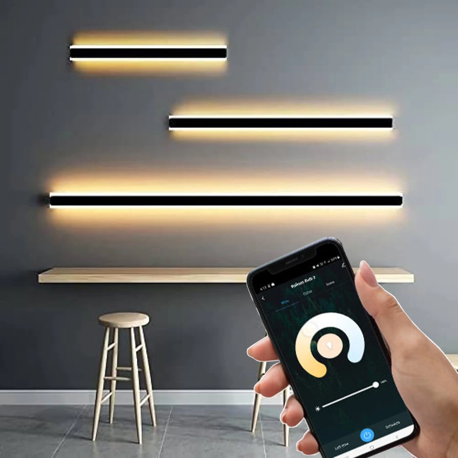 SMART Černé LED moderní nástěnné svítidlo strip 45W P 150cm/8cm IP20 CCT