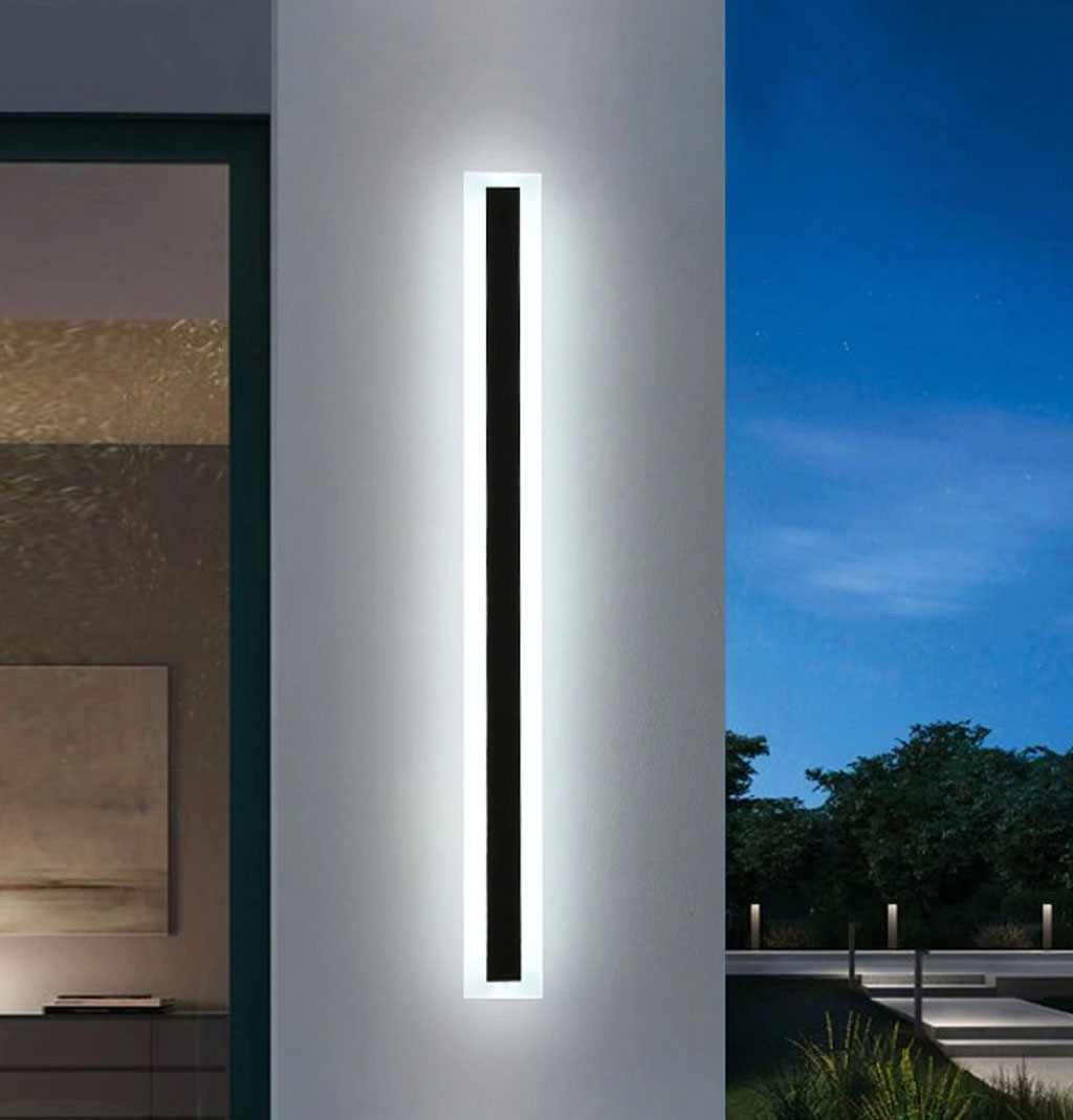 Čierne LED moderné nástenné svietidlo strip 19W P 60cm/8cm IP65 4500K s čidlom