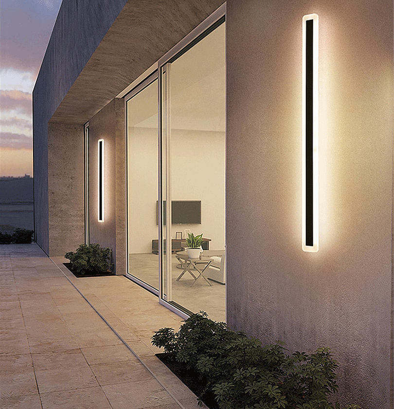 Čierne LED moderné nástenné svietidlo strip 30W P 100cm/8cm IP65 3000K so senzorom