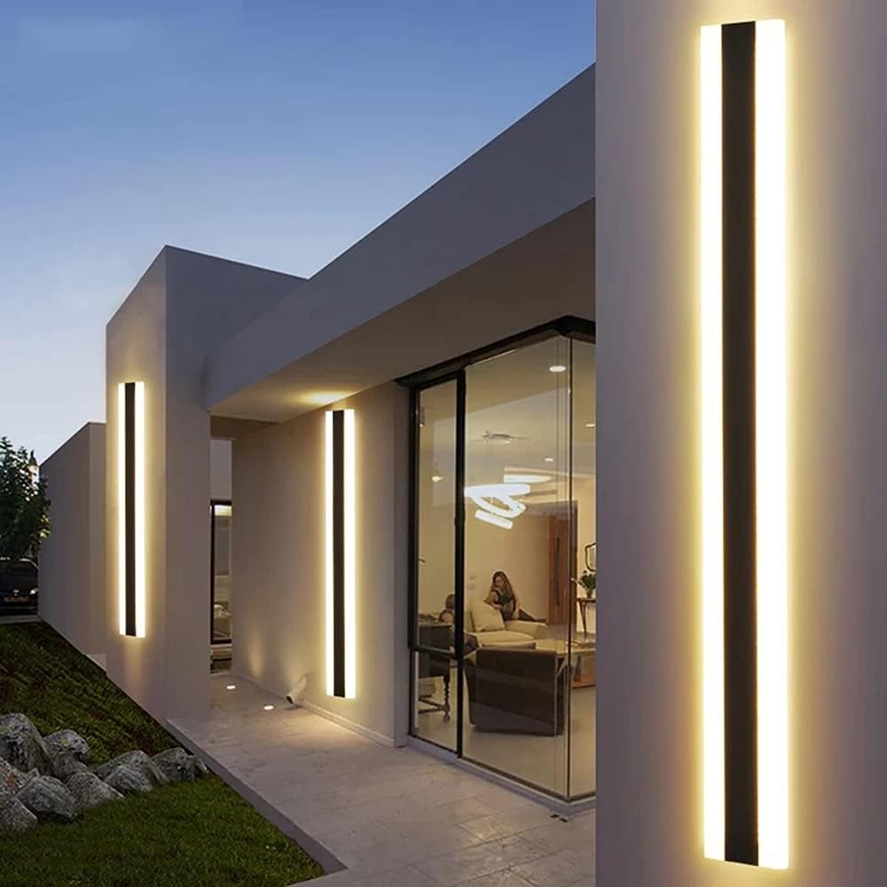 Čierne LED moderné nástenné svietidlo strip 45W P 150cm/8cm IP65 6000K so senzorom