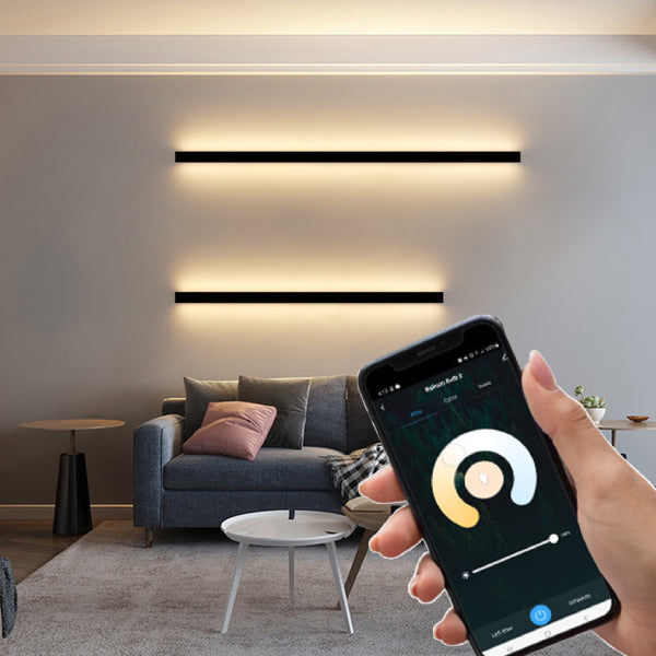 SMART Čierne LED moderné nástenné svietidlo strip 45W Z 150cm/8cm IP20 CCT s čidlom