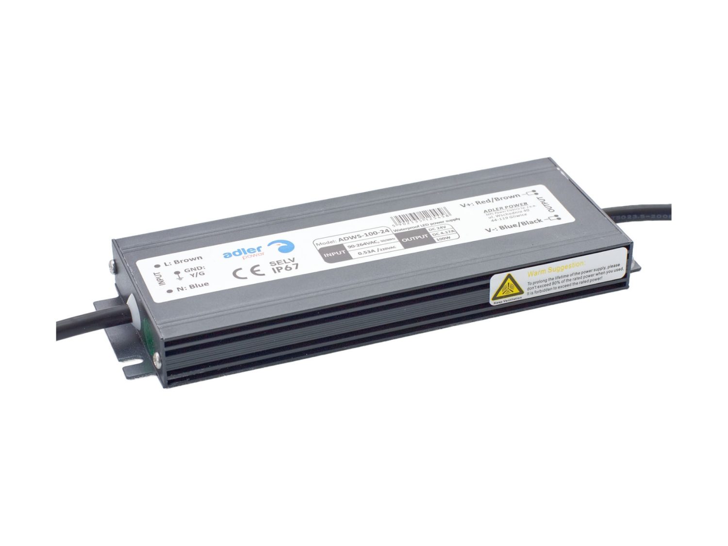 DRIVER 100W/M IP67 (ADWS-100-12) - LED driver kovový