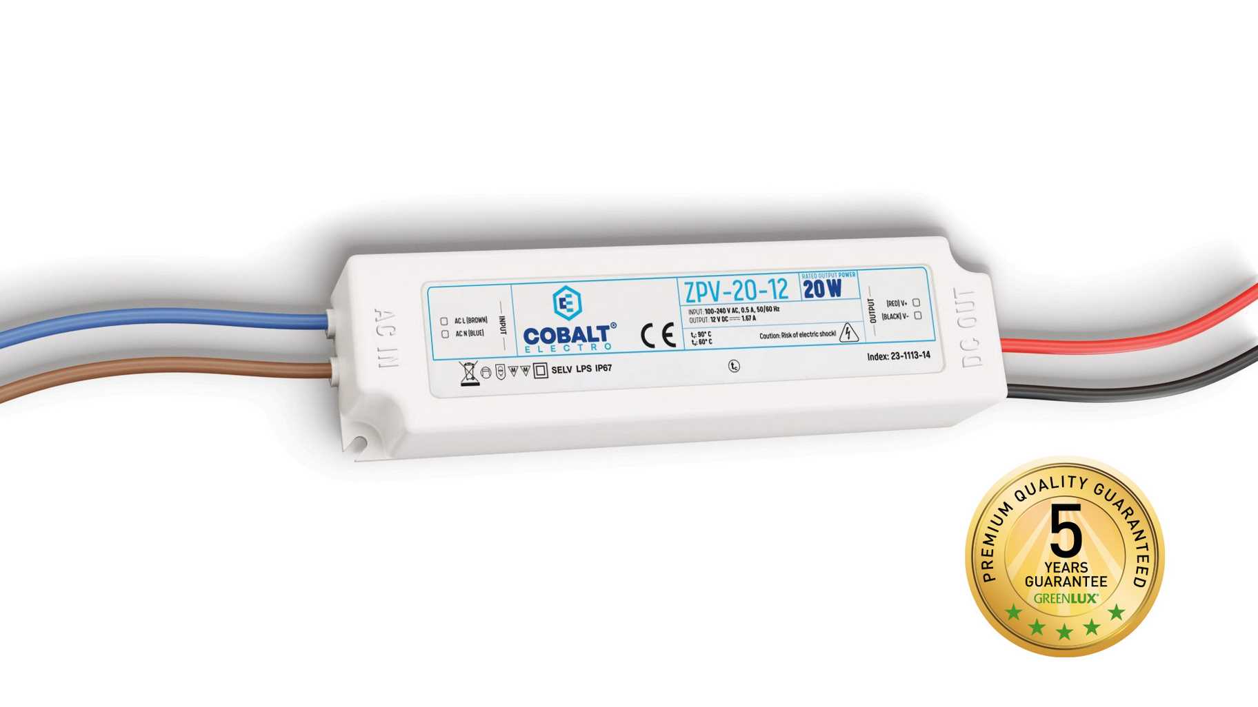 DRIVER 20W/P IP67 12V (ZPV-20-12) - LED driver
