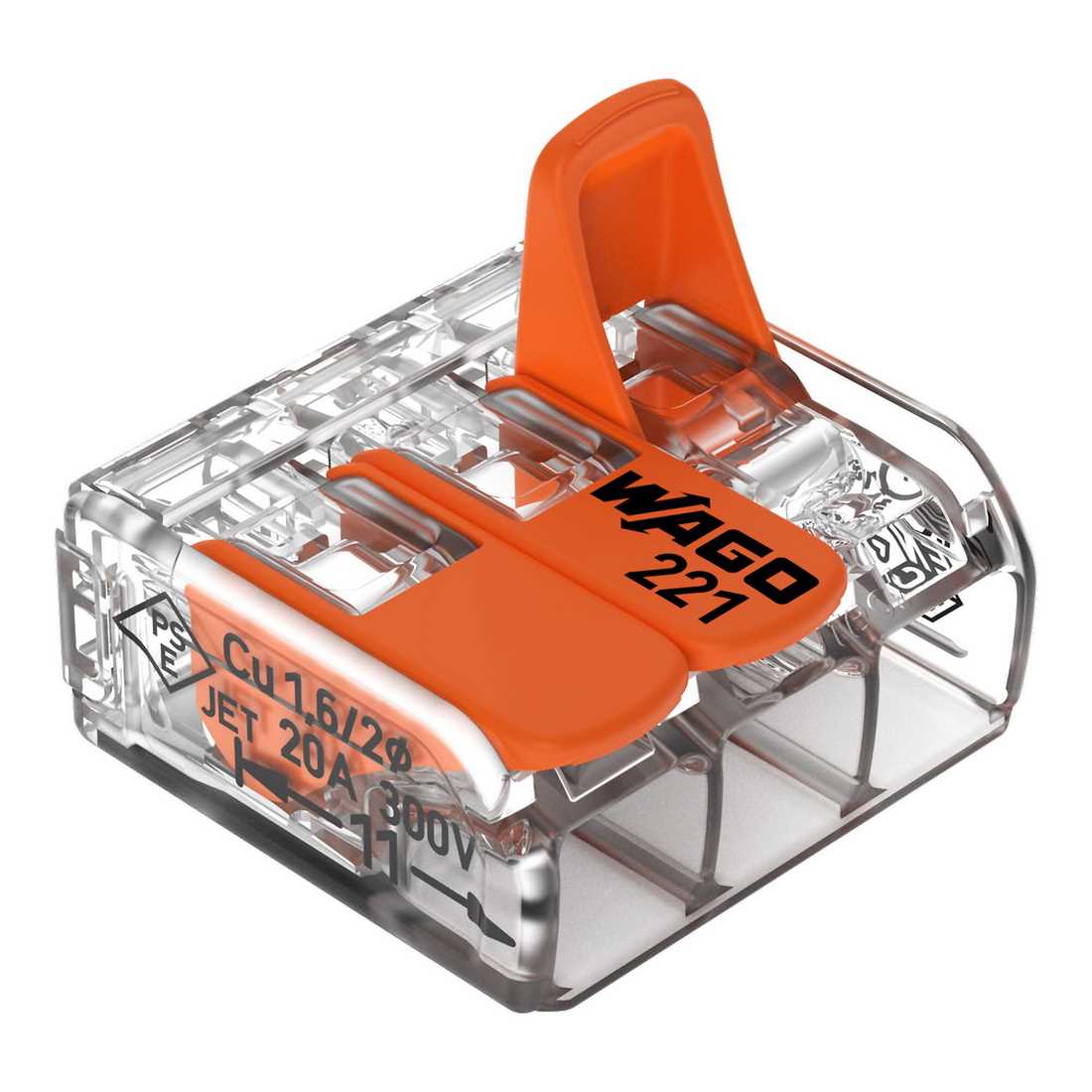 WAGO 221-413 max.4mm2 (50pcs) - Instalační spojka páčková