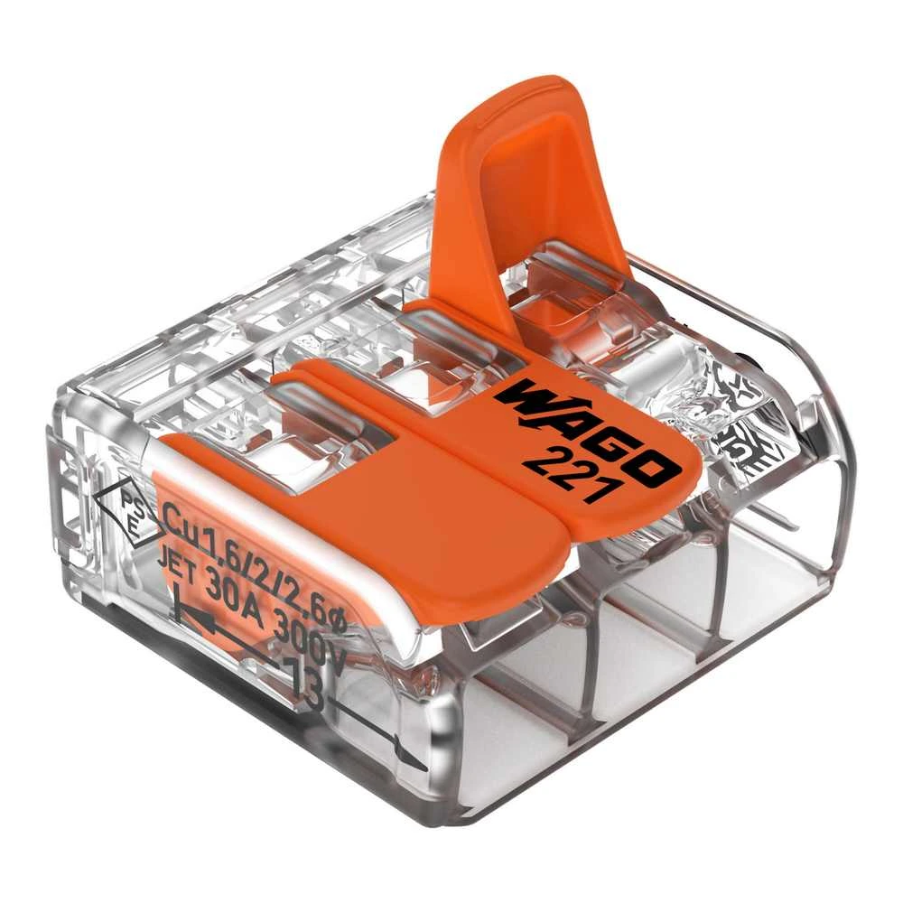 WAGO 221-613 max.6mm2 (30pcs) - Instalační spojka páčková